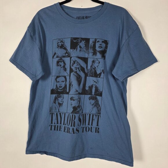 Taylor Swift Eras Tour Music Mens Large Short Sleeve Blue Graphic T Shirt - Picture 1 of 6